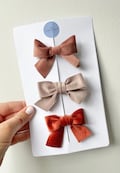 Velvet Hair Bow: Hand-Tied Alligator Clip - Rust, Mauve, Dusty Pink