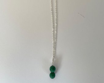 Green Lava Bead Necklace - Essential Oil Necklace