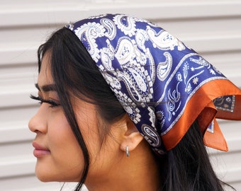 Women Silk Satin Bandana Paisley Print Scarf Head Wrap Neck Headband Hair Band