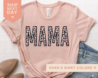 IOEGW Womens Leopard Glitter Dirt Mama of Both Graphic T Shirt Cool Funny Mothers Day Mom Gifts Tee Tops