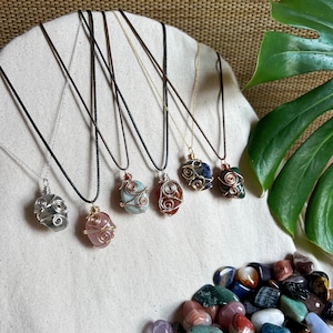 Wire Wrapped Crystal / Gemstone / Stone Pendant Necklace