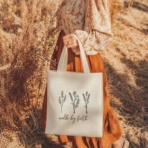 Christian Walk By Faith Canvas Tote Bag