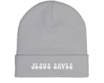 Gorro de punto bordado cristiano con la imagen de Jesús salva