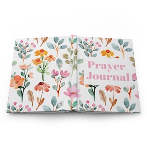 Diario de oración con acuarela floral, diario bíblico cristiano para mujeres
