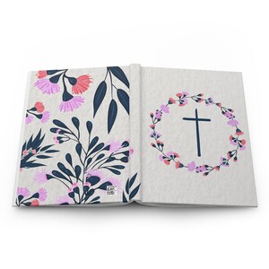 Diario cristiano floral de tapa dura mate, diario de fe, cuaderno de estudio bíblico, diario de oración religiosa, libro de escritura inspiradora, oración