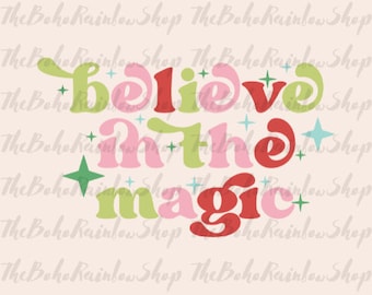 acredite no arquivo de corte mágico SVG, Boho Christmas cheer svg, camisa de férias svg, sublimação de férias PNG