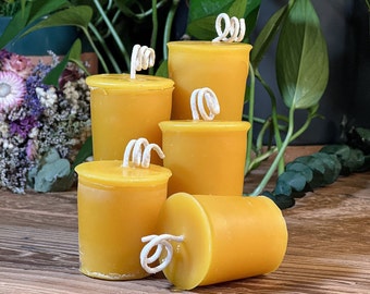 Unscented Votive Candles, 5 Pack, North Carolina Beeswax | Ideal for Table Centerpieces, Natural Home Decor