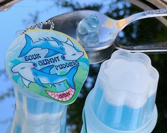 Dije de taza de pudín de tiburón martillo — Pudín de gomita agria blando