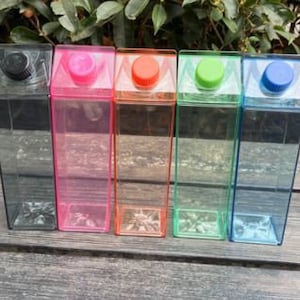 Milk Carton Water Bottle; Acrylic Milk Carton Shaped Water Bottle; Acrylic Water Bottle