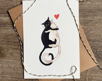 Love card with cat illustration, A5 | Valentine's Day card