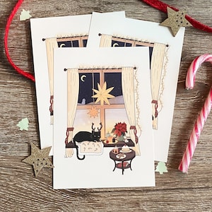 Weihnachtskartenset mit Katzen| A6 Set mit 3, 6 oder 9 Karten | A5 drucken | Winterkarte