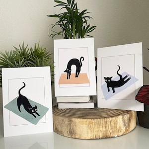 Yoga katten - wenskaarten set van 3, A6