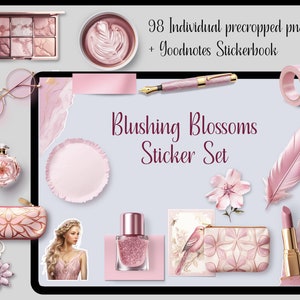 Blushing Blossoms / Digital Sticker / Realistic Dashboard Sticker / for digital planners / precropped pngs + Goodnotes Stickerbook