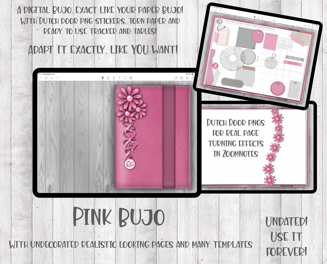 Red Bujo / Digital Journal / Undated / Matching Stickers / Precropped