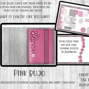 Red Bujo / Digital journal / undated / + matching stickers / Precropped pngs / + Dutch Doors / Goodnotes, Noteshelf, Android