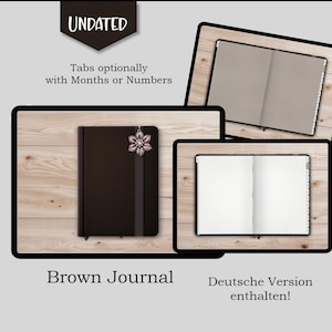 Brown Journal Undated / Notebook / Realistic Digital Journal / for e.g. Goodnotes, Noteshelf, Zoomnotes, Penly, Noteful, Android, etc.