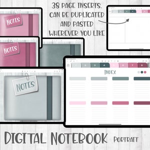 Digitaal notitieboek / Liggend / 8 tabbladen / 8 omslagopties / Goodnotes / Noteshelf / + sjablonen / Gestippeld / Gelinieerd / Geruit / Cornell