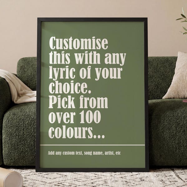 Custom Song Lyric Print | Personalised Music Lyric Wall Art | Wedding First Dance Song Lyrics | Anniversary Print Gifts for Couples