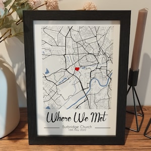 Custom Where We Met Print | Personalised Map Wedding Prints | 1 Year Paper Anniversary | Our First Date Map Print | Gifts for Couples