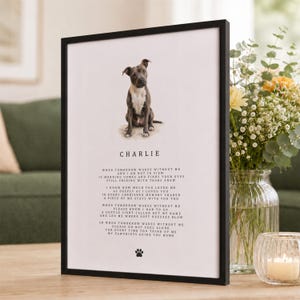 Custom Pet Loss Memorial Poem Print | Personalised Dog Sympathy Gift, Pet Portrait Bereavement Keepsake