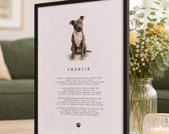 Custom Pet Loss Memorial Poem Print | Personalised Dog Sympathy Gift, Pet Portrait Bereavement Keepsake