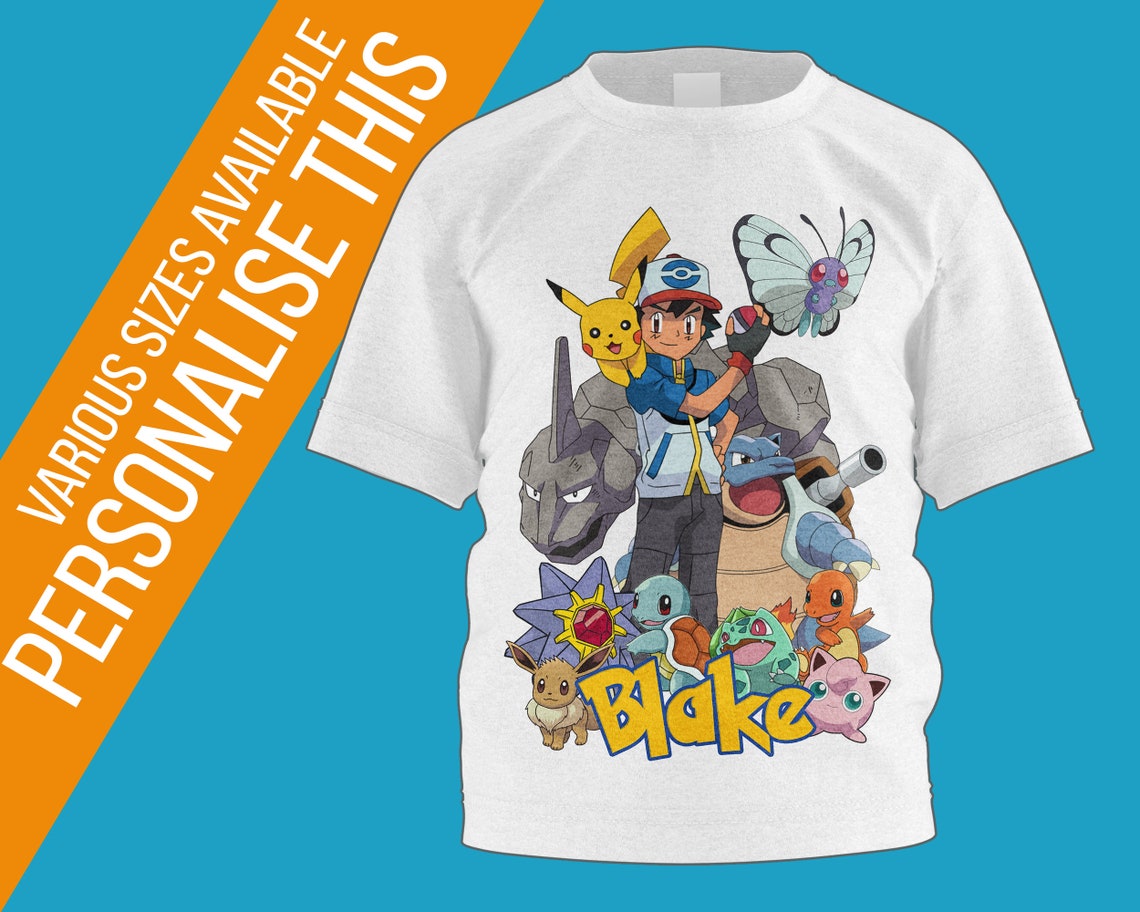 Pokemon Personalised Kids TShirt Childrens Pokemon Custom Etsy