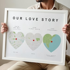 Impression personnalisée de carte de souvenirs | Décoration murale en papier personnalisée pour anniversaire de mariage | Impression numérique de notre premier rendez-vous | Cadeaux attentionnés pour lui et elle