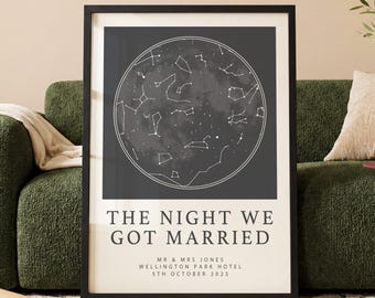 Custom Star Map Print | Personalised Night Sky Poster | Wedding Anniversary Gift