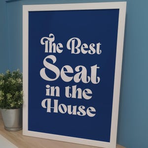Stampa murale per il bagno "Best Seat in the House" / Stampa a colori personalizzata per il bagno di casa / Regali di inaugurazione della casa con tipografia per coppie, mamma e papà