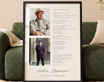 Gepersonaliseerde tekstprint herdenkingslied | Poster gepersonaliseerde begrafenishulde | Op maat gemaakt condoleancecadeau