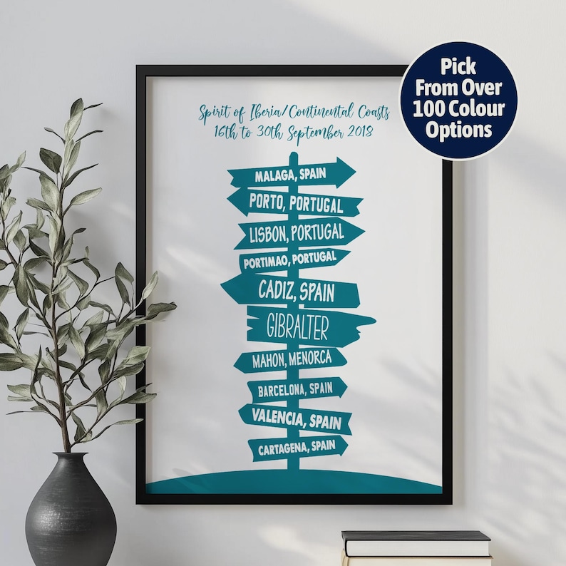 Personalised Travel Signpost Print | Custom Travel Destinations ...