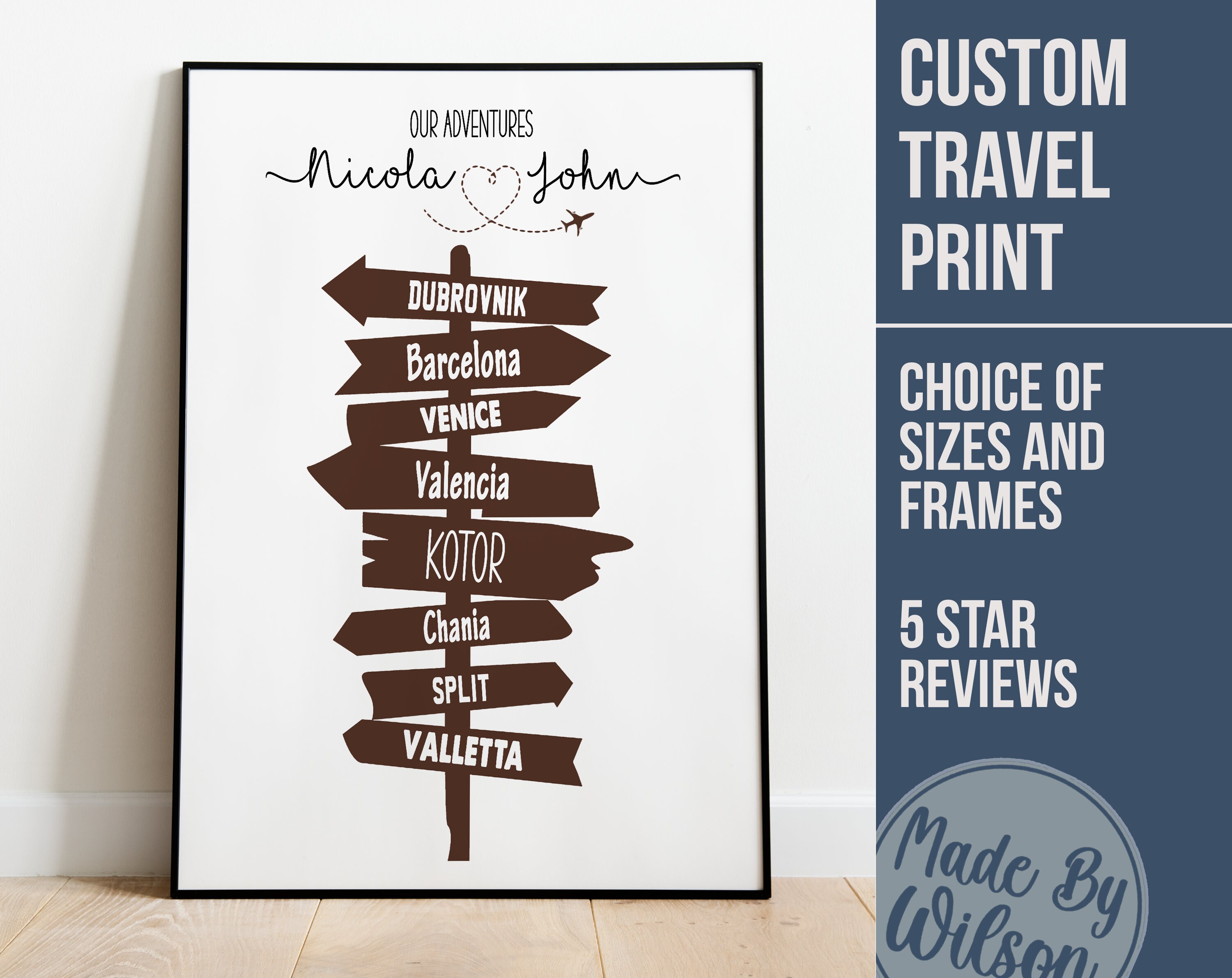 Personalised Travel Sign Post Print Holiday Destinations Etsy