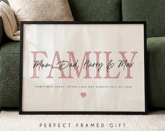 Personalised Family Names Print, Custom Family Print, Mothers Fathers Day Gifts, Housewarming Gift, Family Print Gift