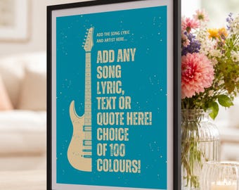 Aangepaste songtekstafdruk | Gepersonaliseerde gitaar bruiloft eerste dansnummer muziekposter cadeau