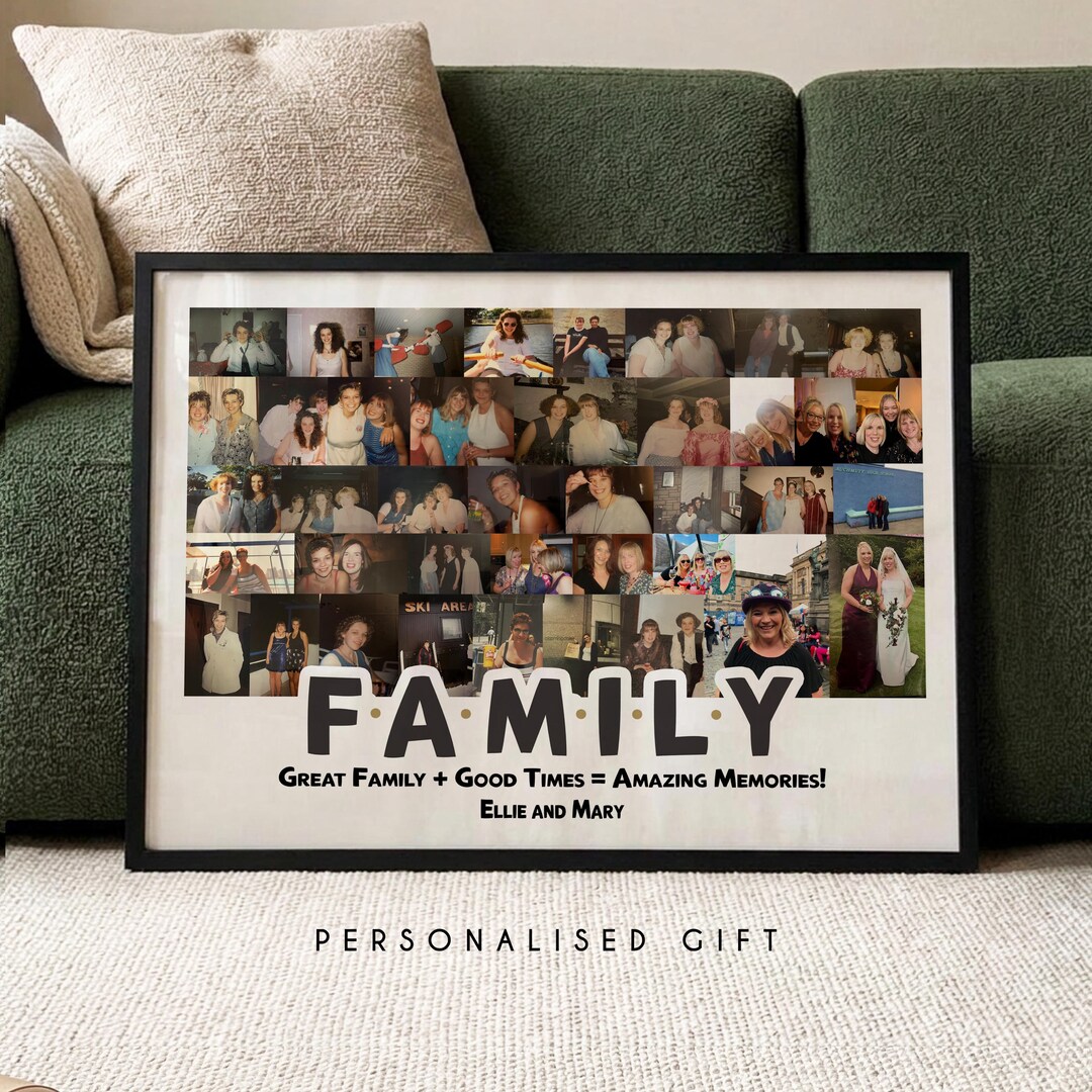 Personalised Family Photo Collage Print | Custom Picture Gift for Mum ...