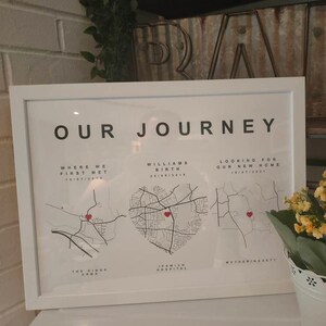 Personalised Journey Map Print Custom Paper Anniversary Poster Wedding ...