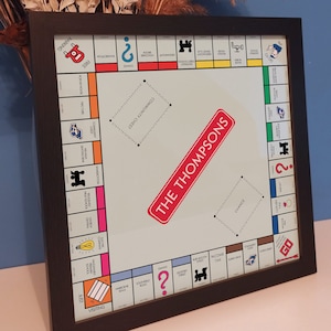 Stampa personalizzata del gioco da tavolo Monopoly / Regalo Monopoly personalizzato per la famiglia, per lui o per lei / Regalo di pensionamento con cornice unica