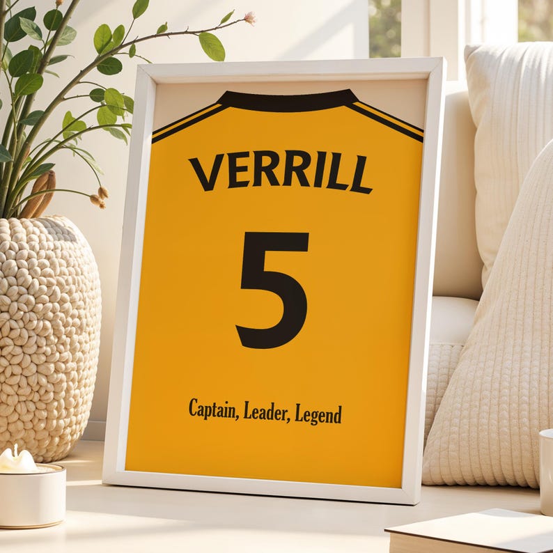 Personalisiertes Fußball Shirt Druck für Jungen Schlafzimmer | Personalisierte Fußball-Team Geschenke für ihn Dad | Fußball-Fan Wall Art | Shirt Namen Aufdruck Bild 10