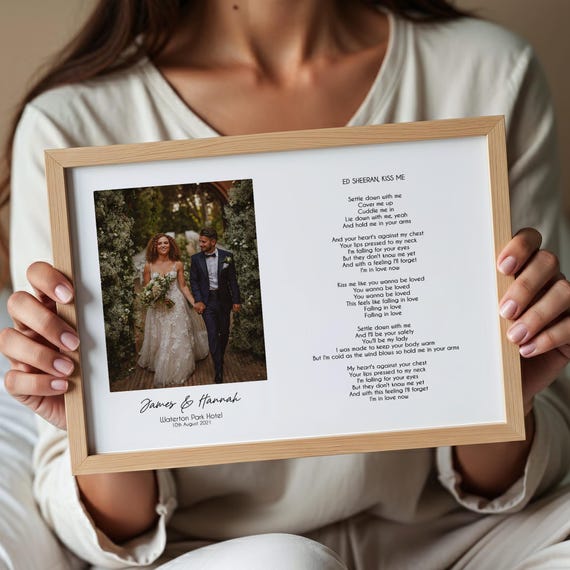 Personalised Wedding Song Lyric Print | Custom Paper Anniversary Poster, First Dance Gift | Wedding Photo Gifts for Couples