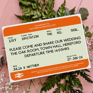Biglietti del treno personalizzati Save The Date Inviti / Inviti personalizzati per matrimonio ferroviario / Biglietti del treno unici Viaggio matrimonio