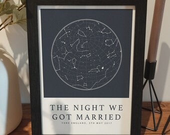 Custom Wedding Constellation Print | Personalised Night Sky Prints | Where We Got Married | Paper Anniversary Gifts For Him and Her