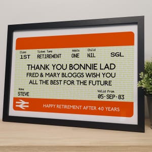 Benutzerdefinierte Eisenbahn Zugkarte Drucken | Personalisiertes British Rail Ticket Geschenk für Ihn, Papa oder Freund | Perfektes Reisegeschenk für den Ruhestand