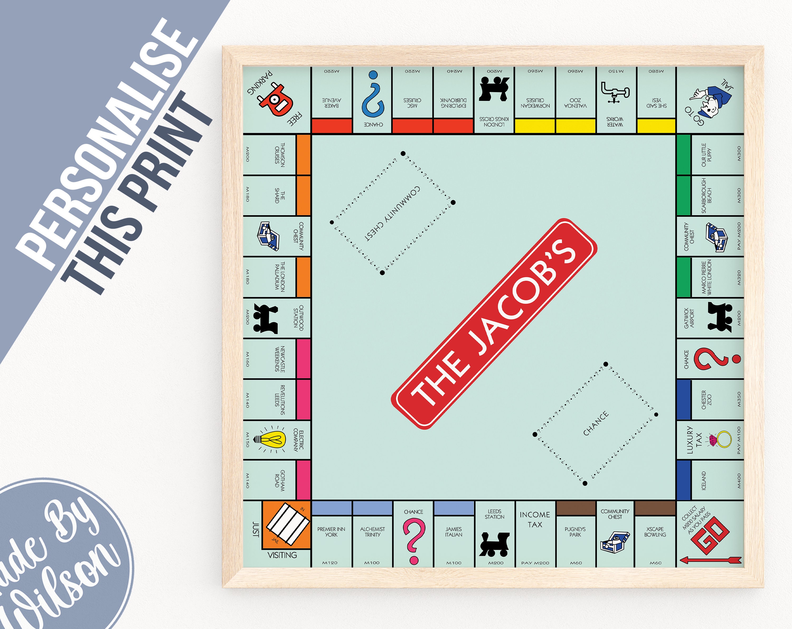 Personalised Monopoly Board Print Custom Family Monopoly Etsy UK