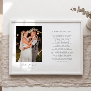Personalised Wedding Song Lyric Print | Custom Paper Anniversary Poster, First Dance Gift | Wedding Photo Gifts for Couples image 3