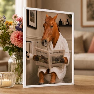 Custom Pet on Toilet with Newspaper | Unique Pet Gift, Fun Bathroom Print, Dog on Toilet, Personalised Pet Wall Art, Pet Portrait from Photo image 10