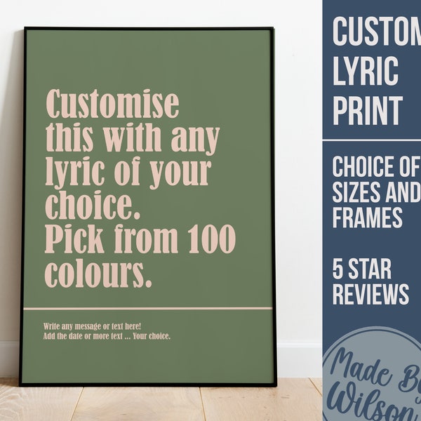 Song Lyric Print Etsy UK