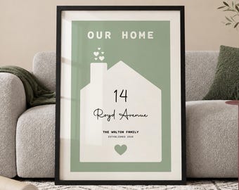 Personalised New Home Print | First Home Address Housewarming Gift for Couples