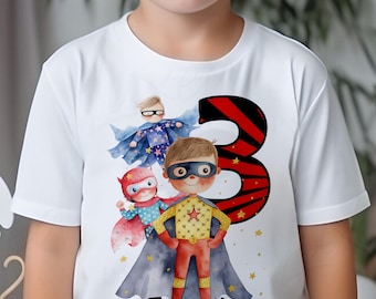 Personalised Superhero T-Shirt | Children&#39;s Superhero Birthday Shirt | Any Name Boys Birthday Hoodie | Custom Superhero Tee