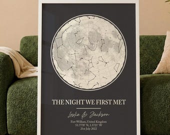 Personalised Star Map Print | The Night We Met, Custom Star Chart Anniversary Gift for Boyfriend, Wedding Gift for Couples, Night Sky Poster