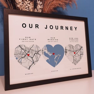 Personalised Journey Map Print | Custom Paper Anniversary Poster | Wedding Map Prints | Our First Date Digital Print | Gifts for Couples